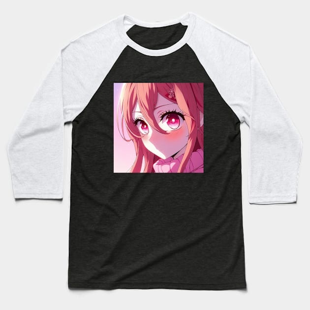 Anime Eyes - Pink Baseball T-Shirt by AnimeVision